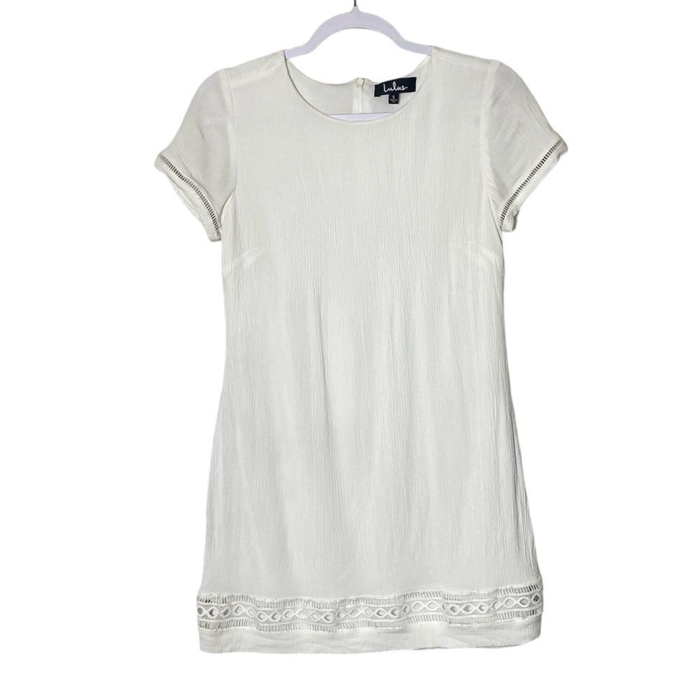 Lulus Gauzy White Mini Dress W/ Cut-Out Details & Back Zipper Women's Size Small